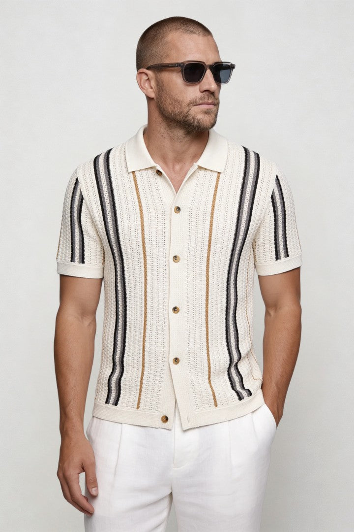 Noah Textured Knit Shirt - Ivory