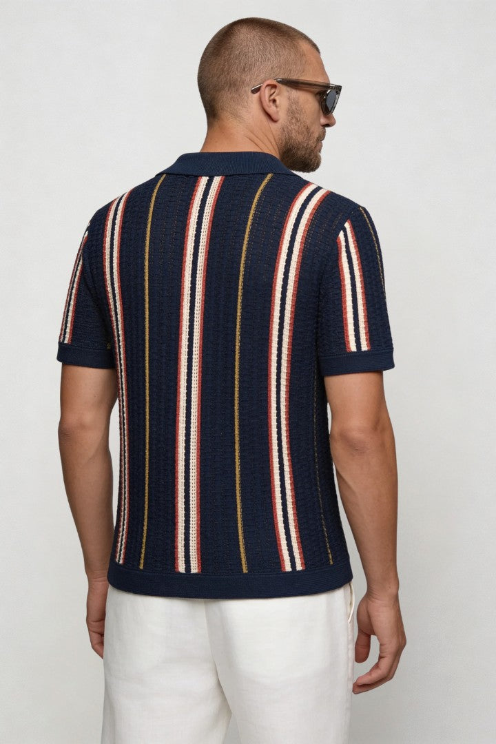 Noah Textured Knit Shirt - Navy