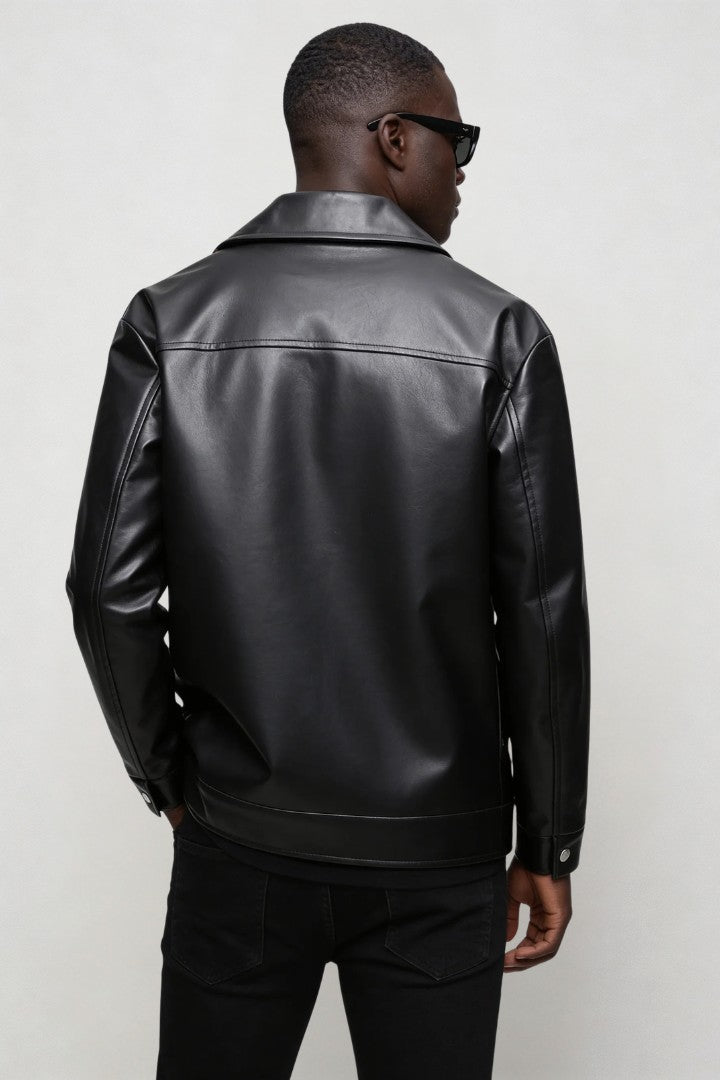 David Faux Leather Jacket - Black