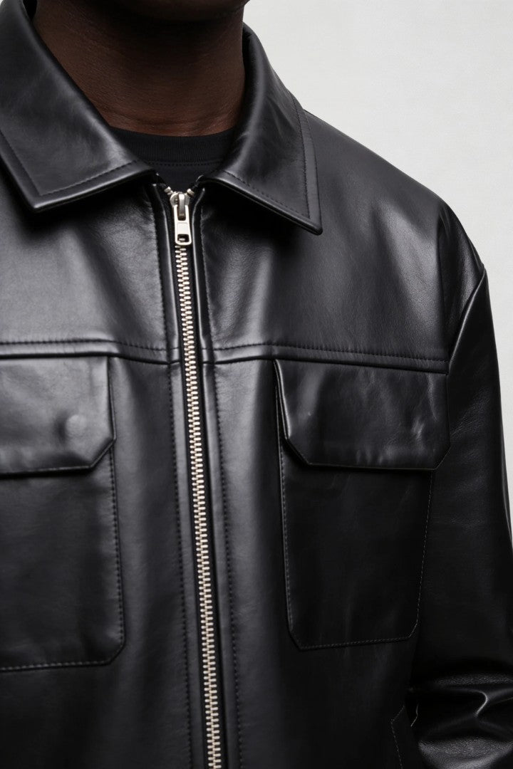 David Faux Leather Jacket - Black