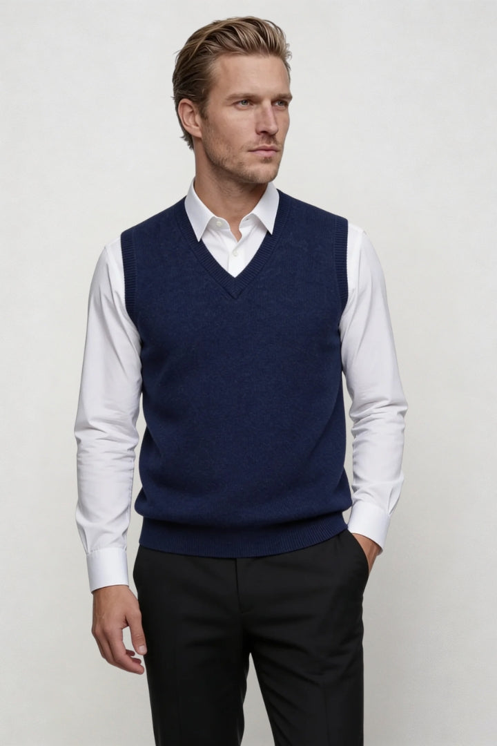 Elias Merino Wool Vest - Navy