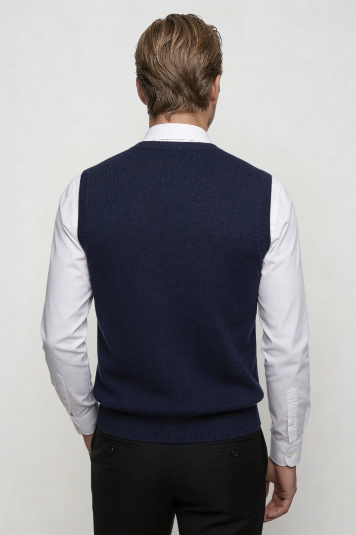 Elias Merino Wool Vest - Navy