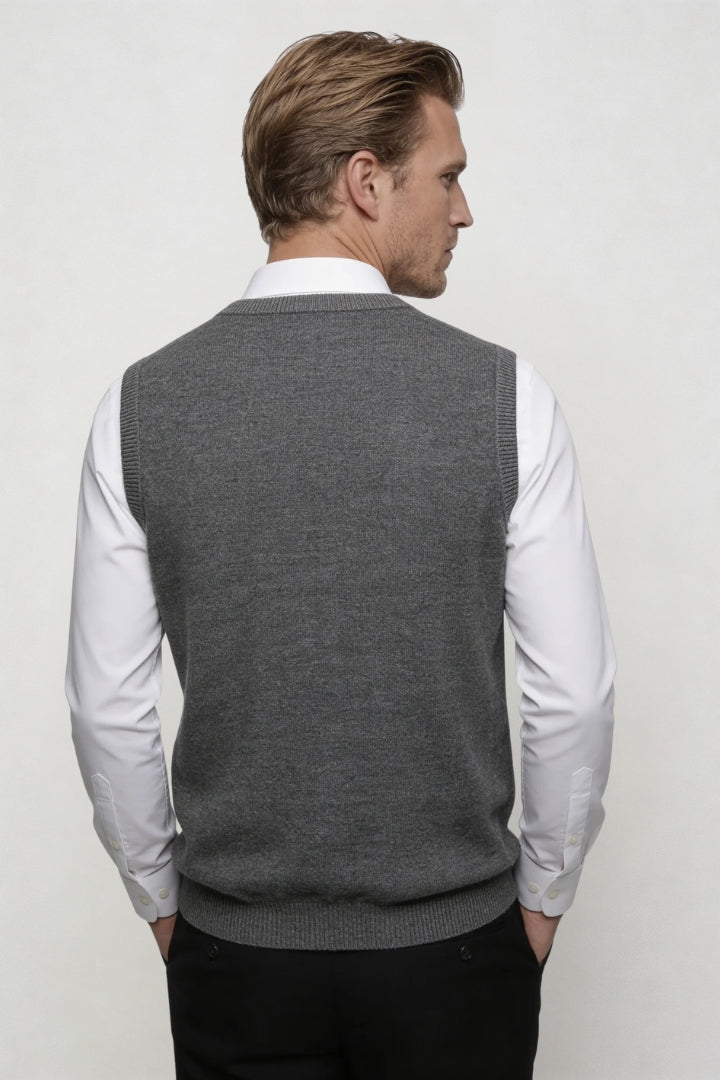 Elias Merino Wool Vest - Charcoal