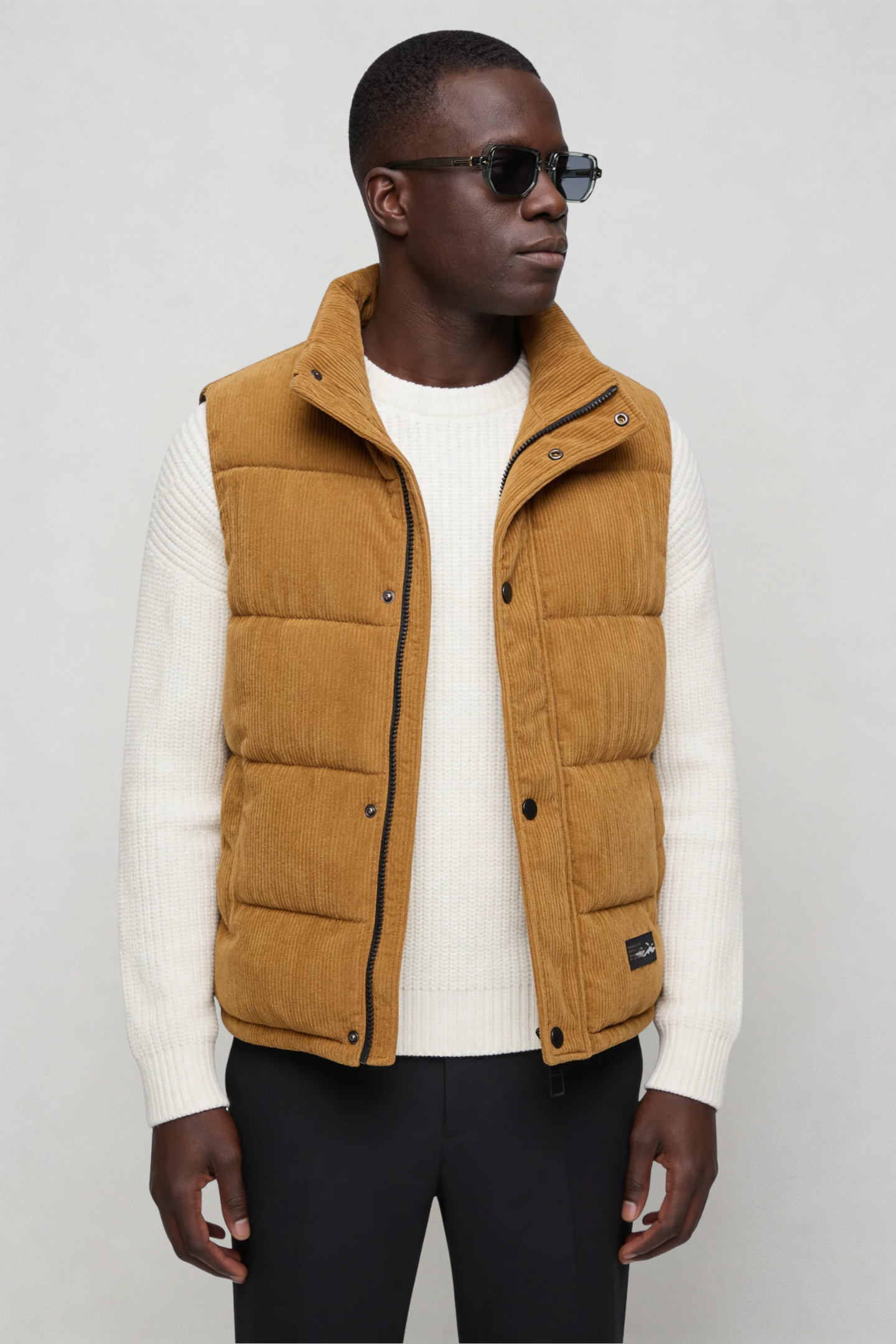 Men's Corduroy Puffer Vest – Quilted Insulated Sleeveless Gilet