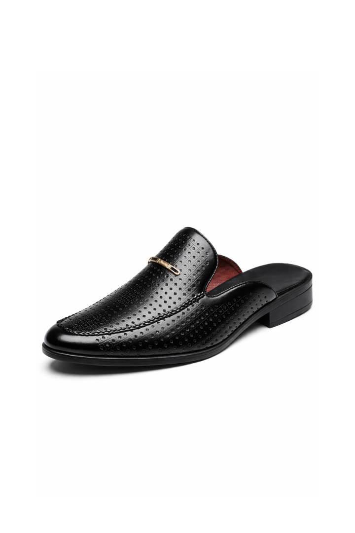 Men’s loafer mule perforated slip on loafers breathable backless summer dress shoes men