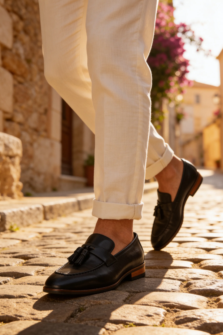 Bruno Top-Grain Tassel Loafer - Black
