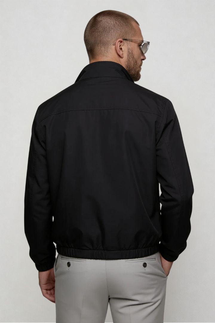 Men’s lightweight reversible zip up jacket with slim fit modern casual design back