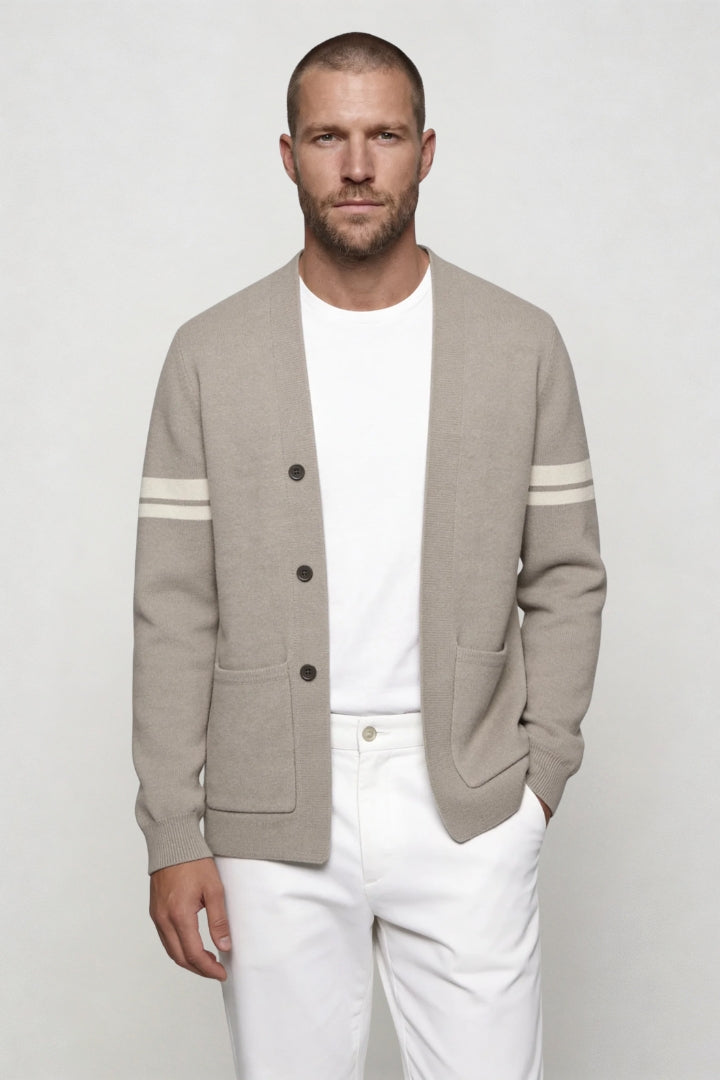 Kobe Stripe Knit Cardigan - Sand