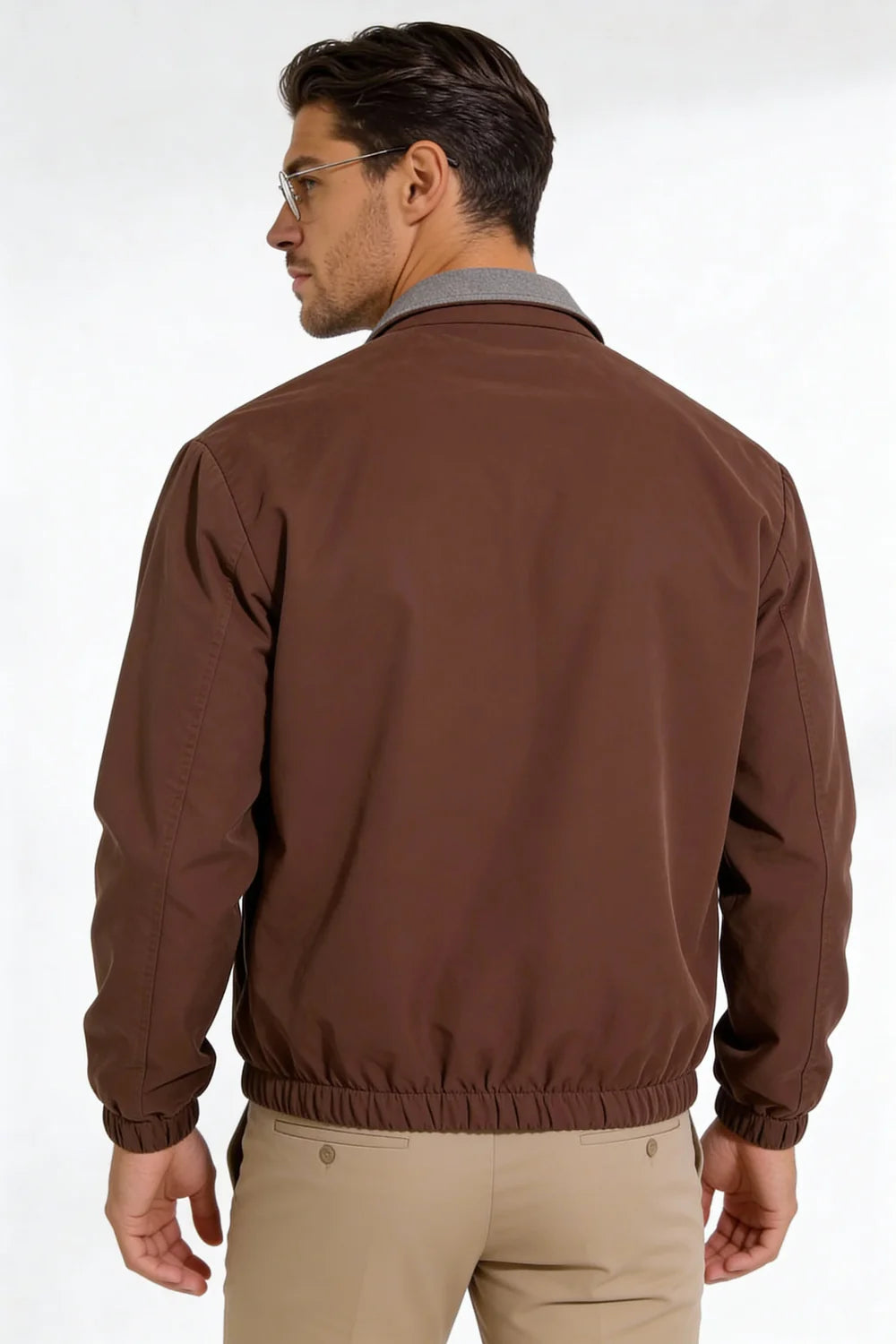 Men wearing a premium reversible brown lightweight jacket with a clean, tailored fit, designed for versatile everyday layering.