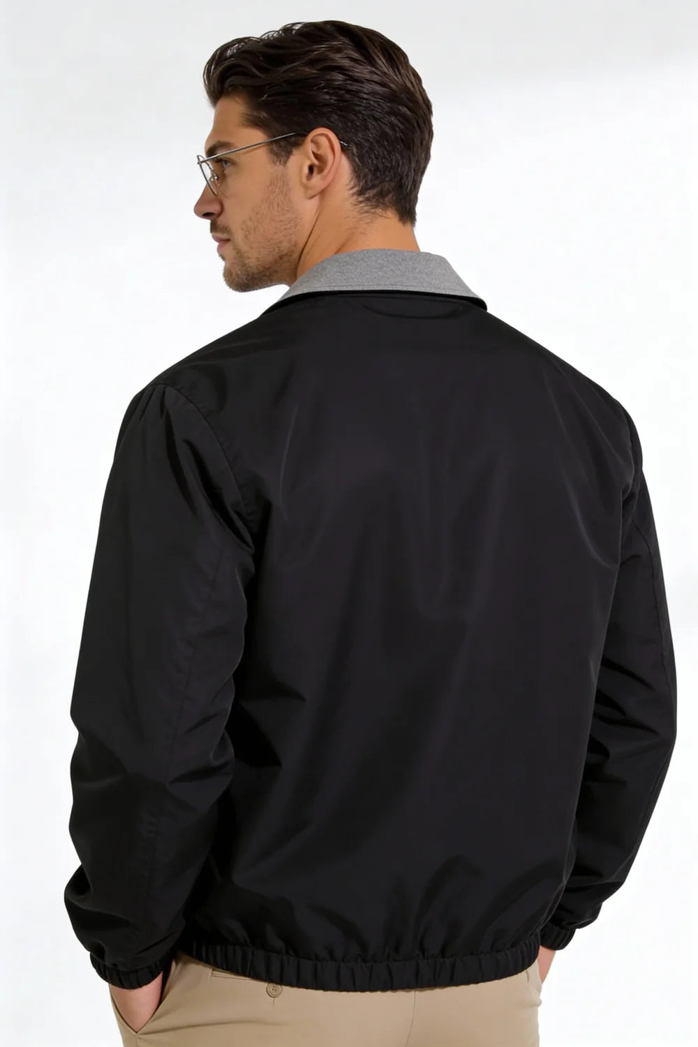 Men wearing a premium reversible lightweight jacket with a clean, tailored fit, designed for versatile everyday layering.