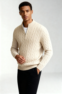 Harbour Quarter-Zip Sweater - Beige
