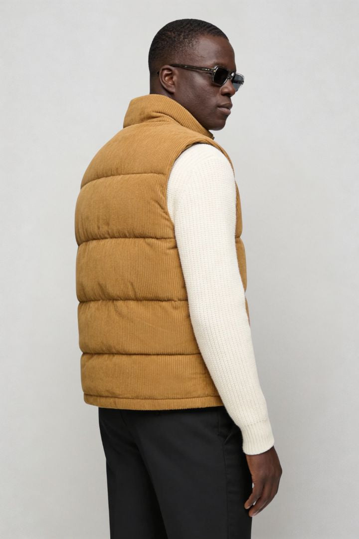 Monterra Cord Puffer Vest - Brown