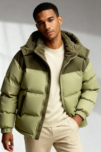 Aurion Corduroy Puffer Jacket – Olive Sage