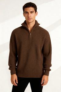 Mason Quarter-Zip Sweater - Brown
