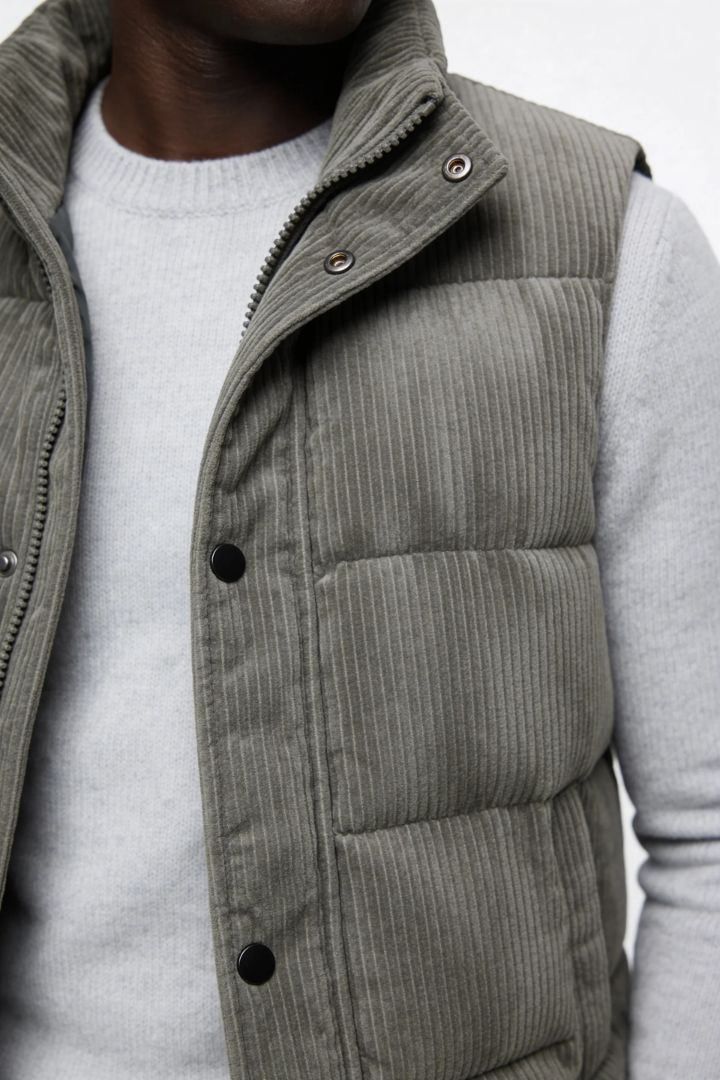 Monterra Cord Puffer Vest - Gray