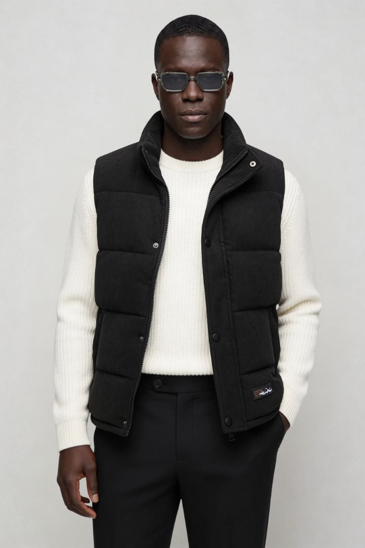 Monterra Cord Puffer Vest - Black
