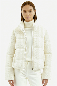 Mila Cable-Knit Puffer Jacket - Ivory