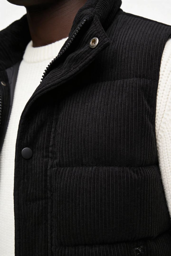 Monterra Cord Puffer Vest - Black