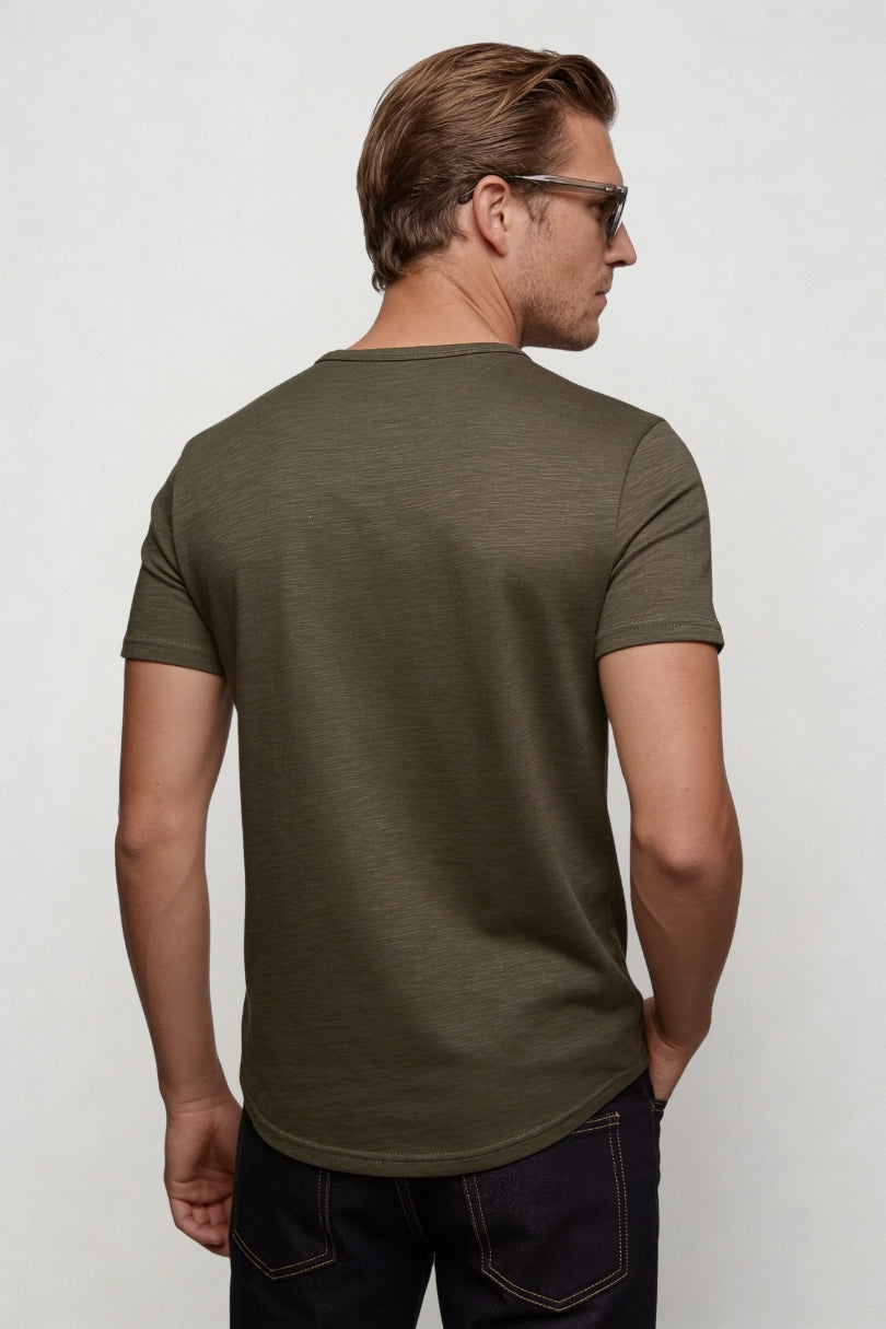Berk Lightweight Henley Shirt - Army Green