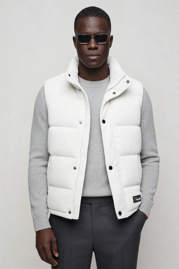 Monterra Cord Puffer Vest - White