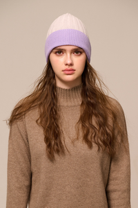 Vayla Cashmere Beanie - Ivory Lilac