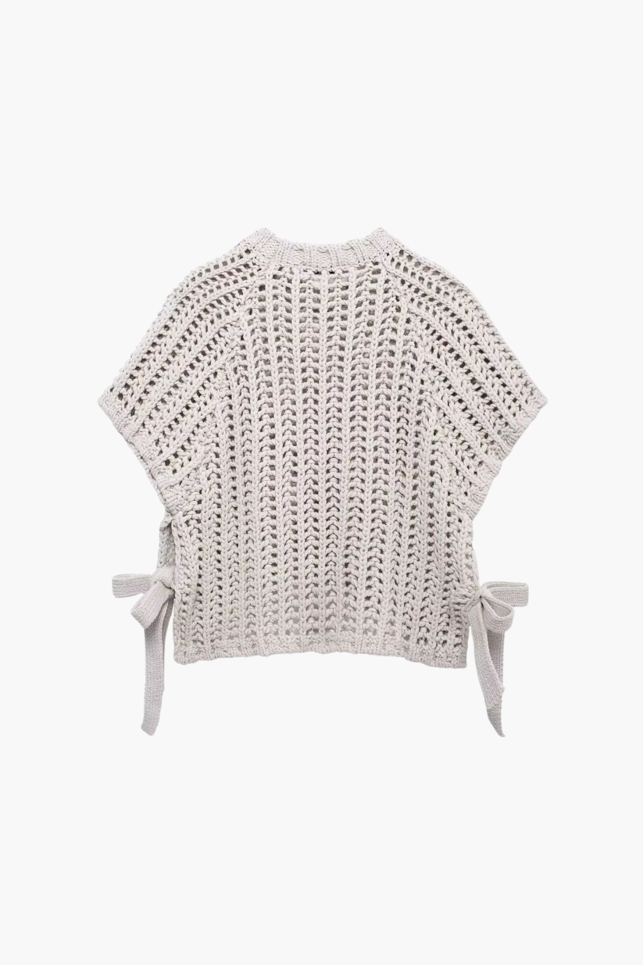 Woven vest with bow details on a white background