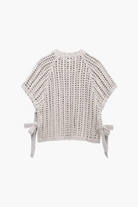 Woven vest with bow details on a white background