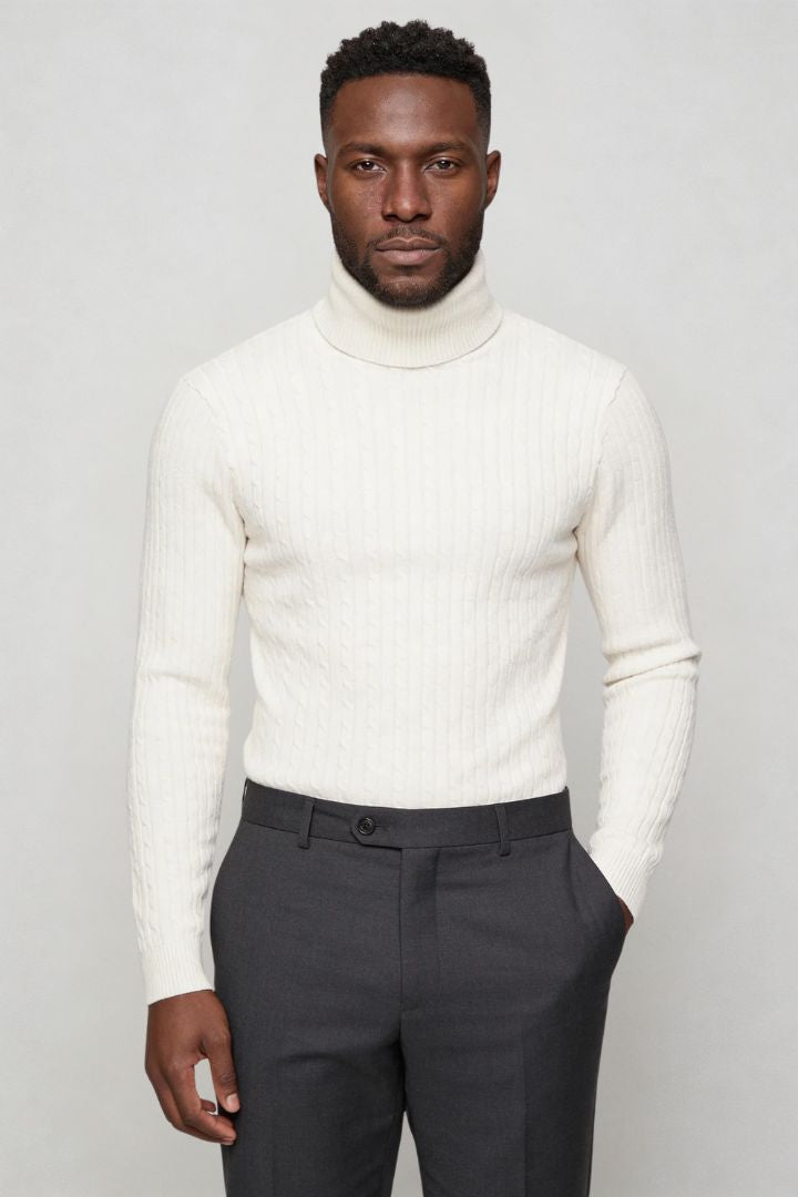 Prescot Cable Turtle Neck - White