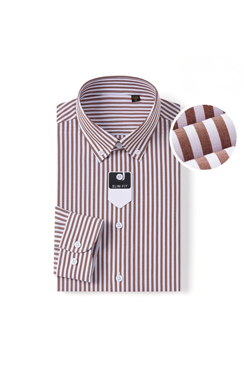 Dario No Iron Cotton Shirt - Chestnut