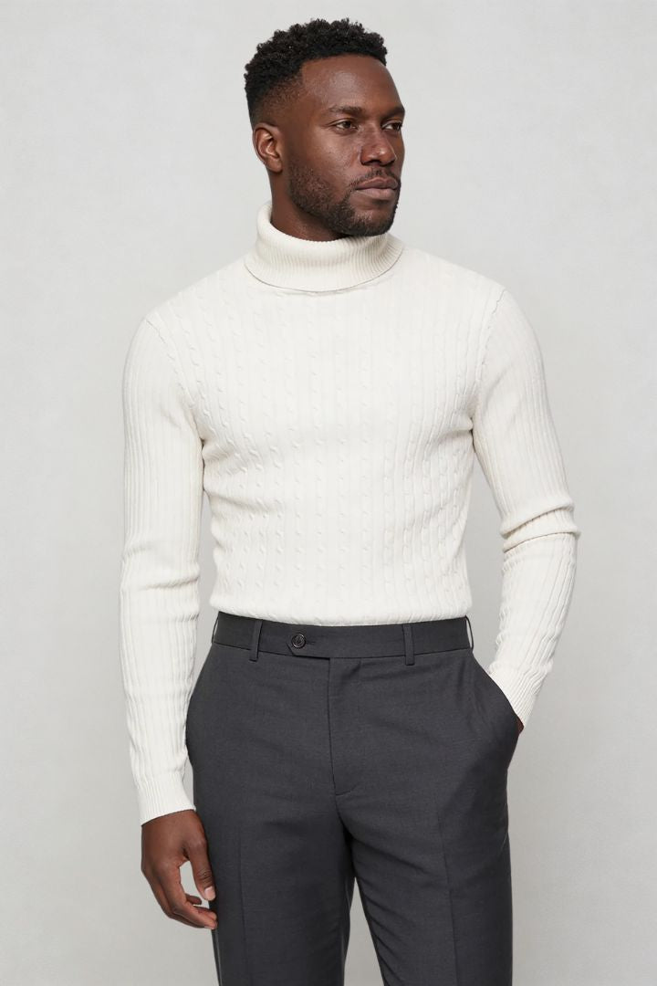 Prescot Cable Turtle Neck - White