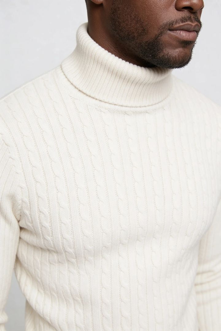 Prescot Cable Turtle Neck - White