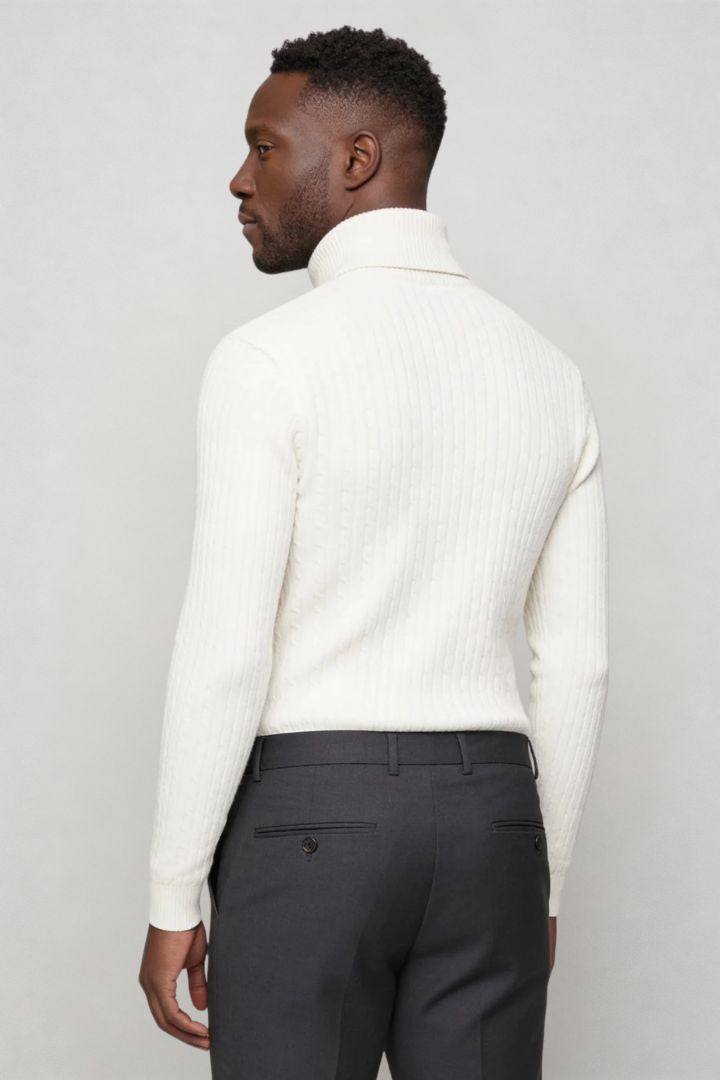 Prescot Cable Turtle Neck - White