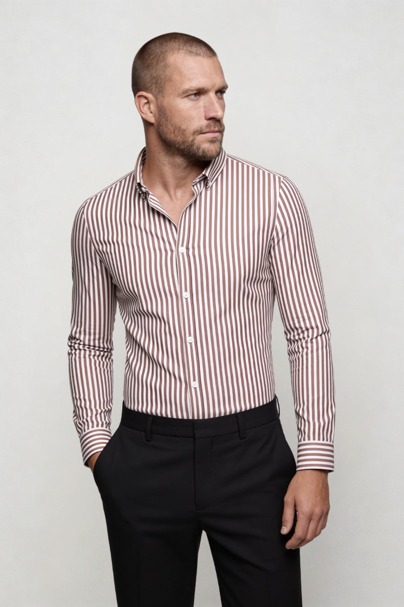 Dario No Iron Cotton Shirt - Chestnut