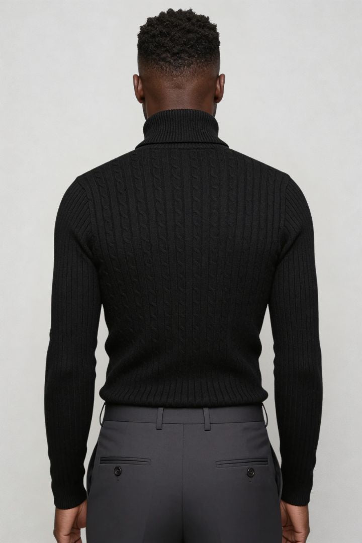 Prescot Cable Turtle Neck - Black