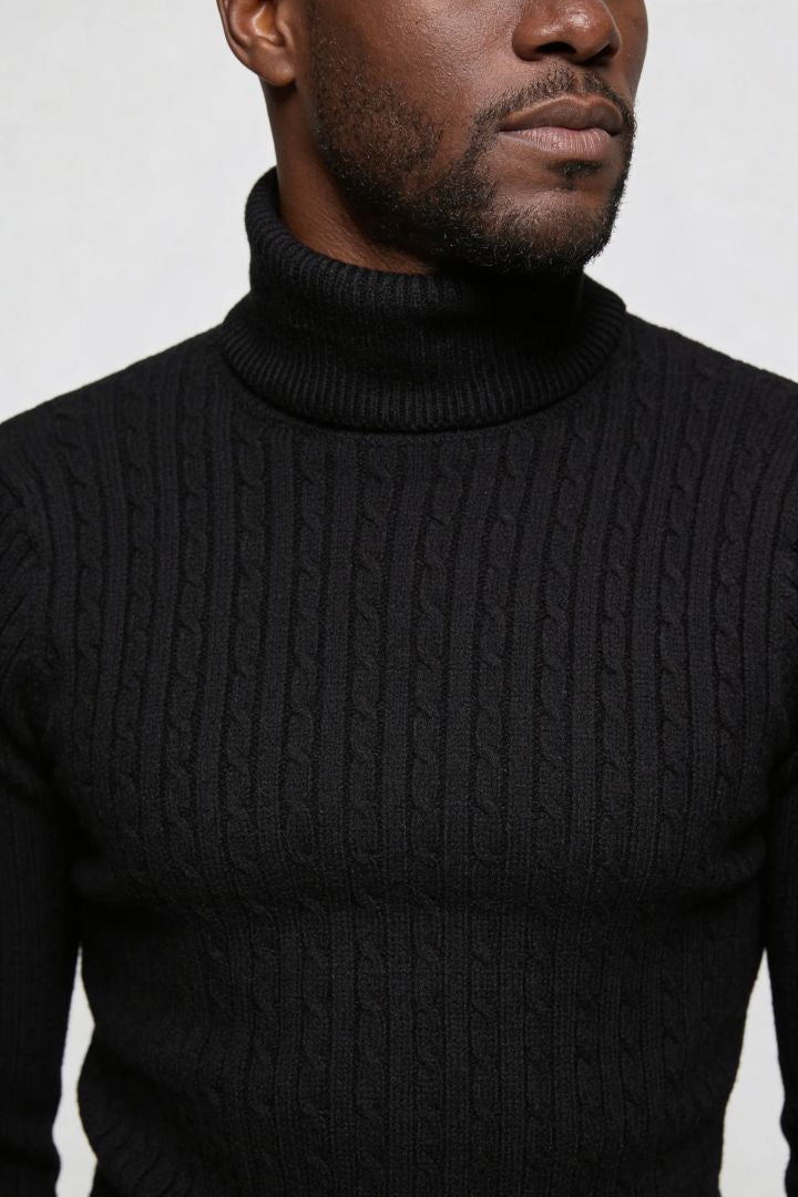 Prescot Cable Turtle Neck - Black