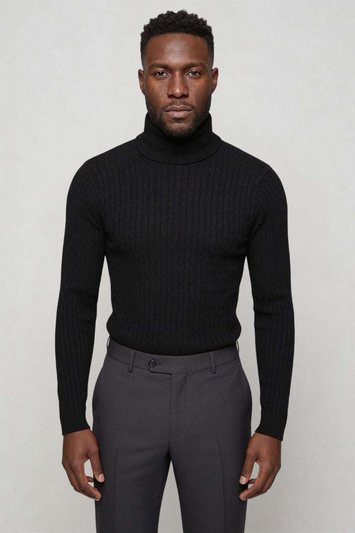 Prescot Cable Turtle Neck - Black