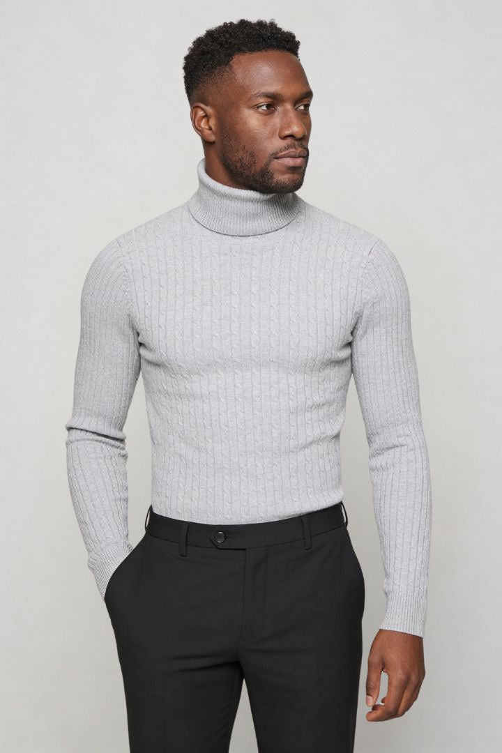 Prescot Cable Turtle Neck - Gray