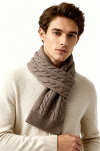 Milo Cashmere Cable Scarf - Taupe