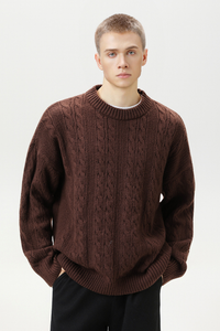 Harron Cable Knit Sweater - Chestnut Brown