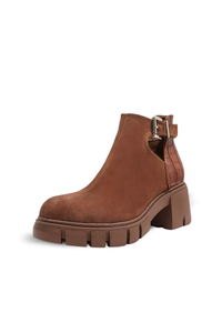 Ava Buckle Suede Boot – Cognac