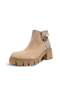 Ava Buckle Suede Boot – Sandstone