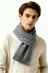 Milo Cashmere Cable Scarf - Gray