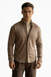 Orion Zip-Up Knit Jacket - Khaki