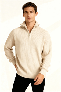 Mason Quarter-Zip Sweater - Beige