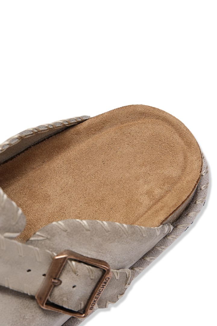 Suede Clog Sandals - Stone