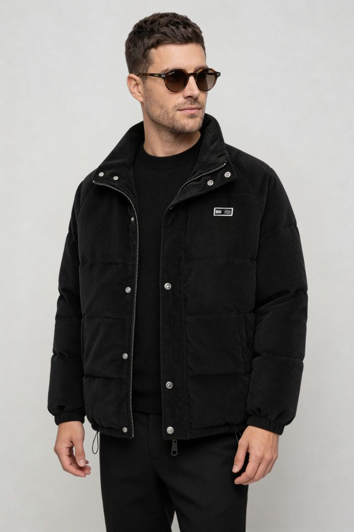 Nordstone Corduroy Puffer Jacket - Black