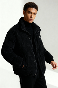 Nordstone Corduroy Puffer Jacket - Black