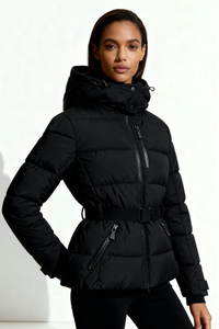 Novara Belted Puffer Jacket - Black