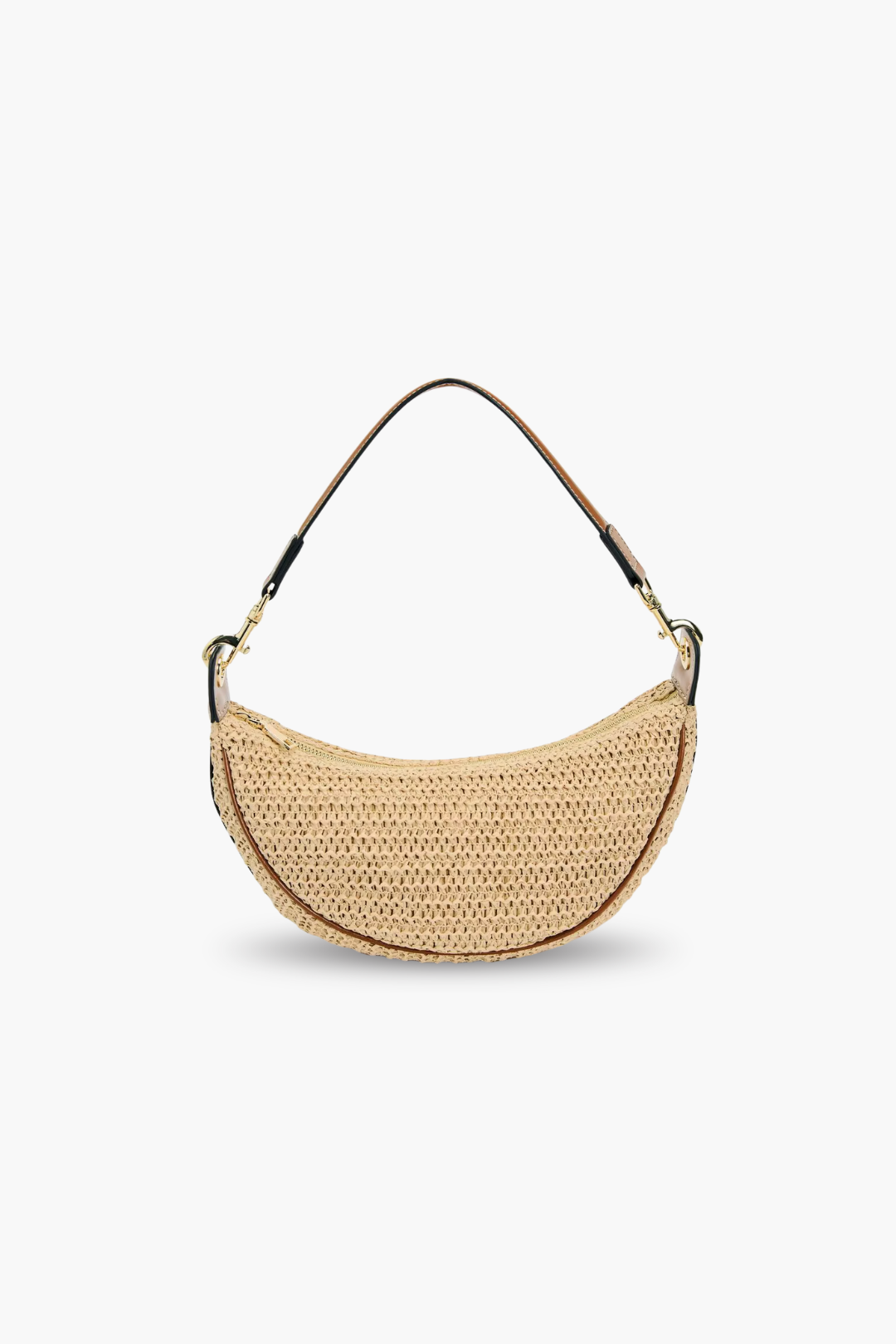 Woven handbag on a white background