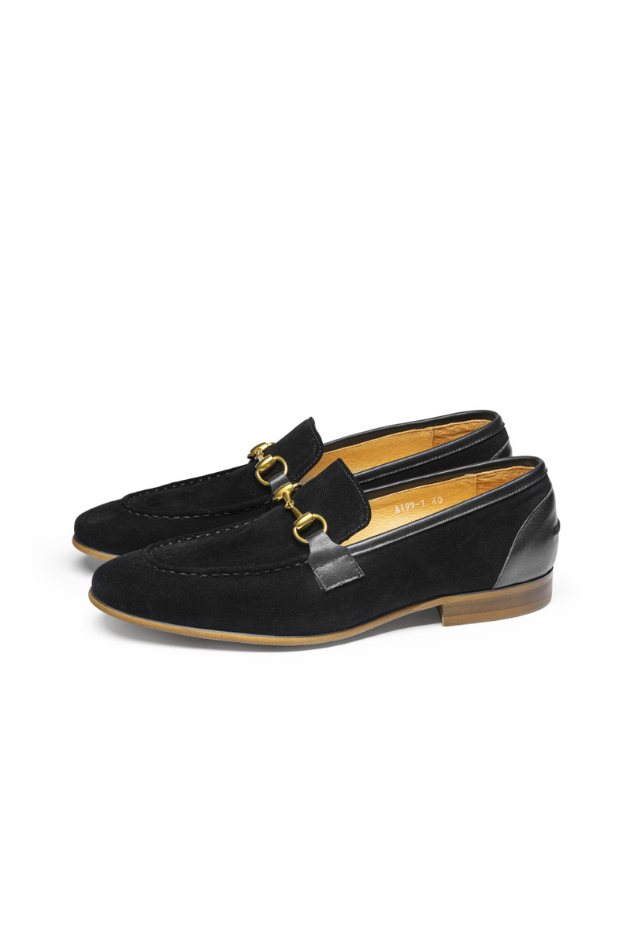 Alessio Suede Horsebit Loafers - Black